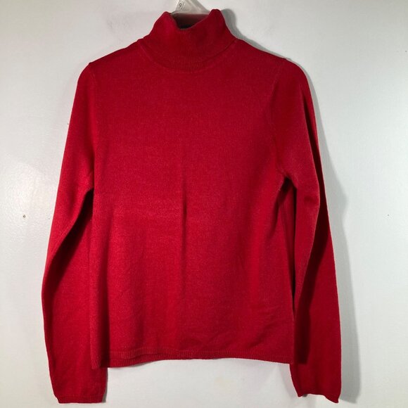 Womens August Silk Silk Cashmere Turtleneck Red L - Picture 1 of 8